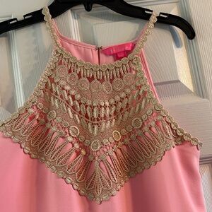 Lilly Pulitzer Soft Pink Dress with Gold Embellishments 0